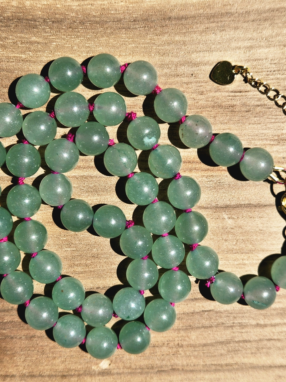 Chrysoprase Gemstone Choker Silk Knotted 18k Gold Filled
